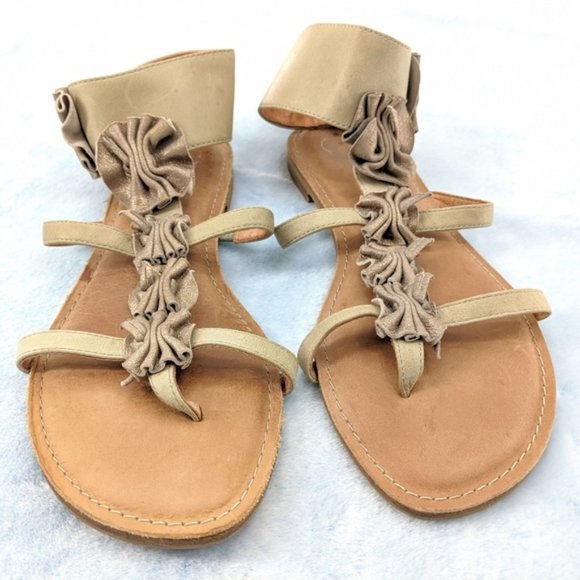 Lucky Penny 7 B Ankle Strep Yo-Yo Flat Sandals - Picture 2 of 7